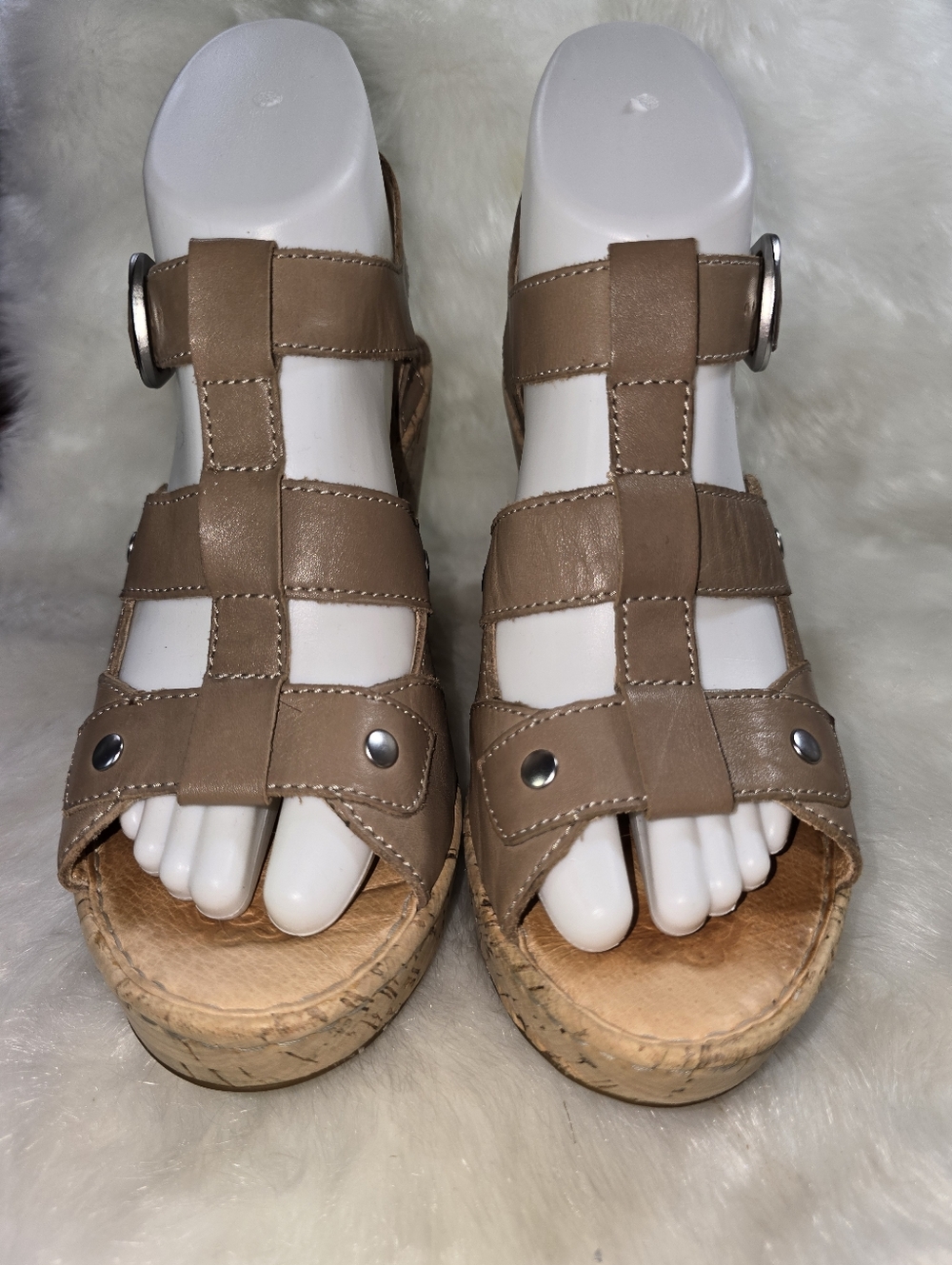 Born Womens Leather Wedge Cork-wrapped Strappy Sandals - Picture 7 of 14